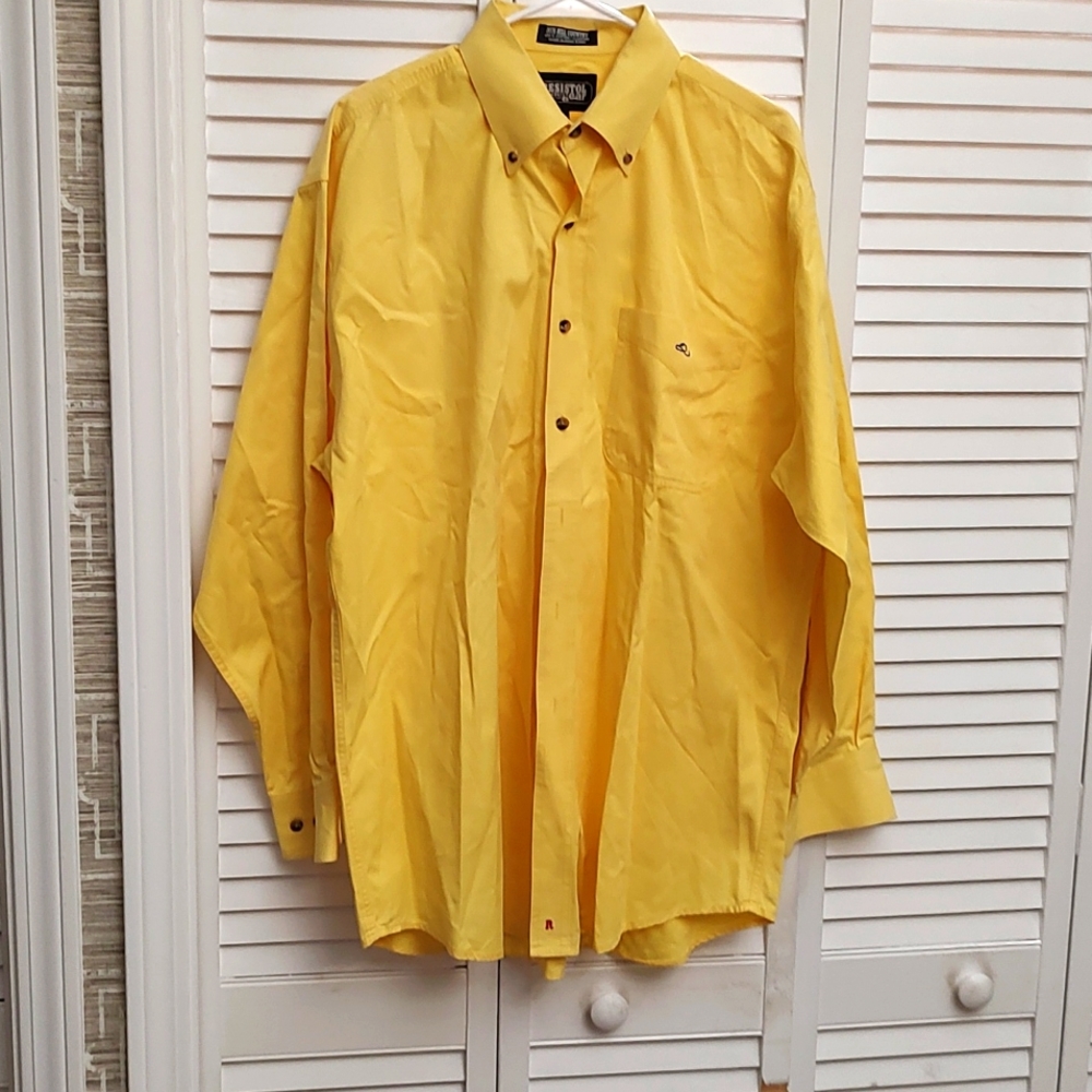 Resistol Mens Yellow Western Long Sleeve Button Down Shirt L